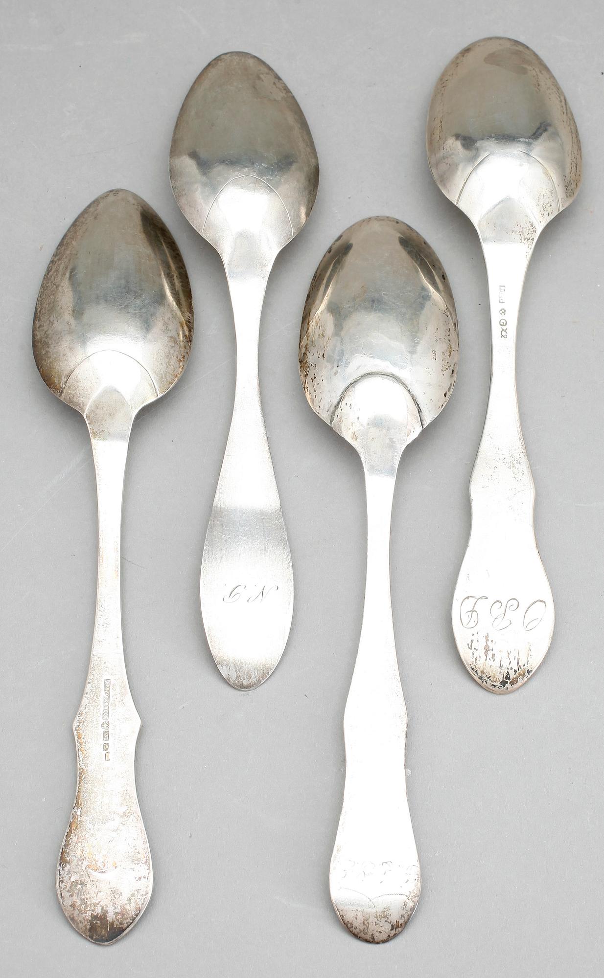 MATSKEDAR, 4 st silver, bland annat Johan Lindgren, Gävle, 1804. Vikt ca 173g.