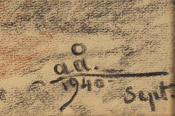 Acke Åslund, chalk drawing, signed and dated 1940.