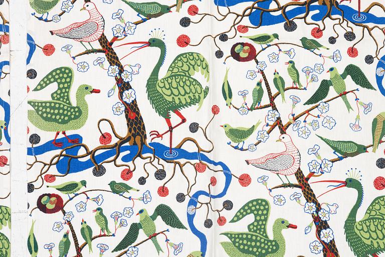 Josef Frank, a pair of curtains, 'Gröna Fåglar', Firma Svenskt Tenn.
