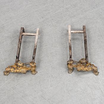 A pair of 19th century Louis XV-style andirons.