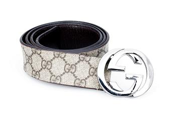 637. A monogram canvas belt by Gucci.