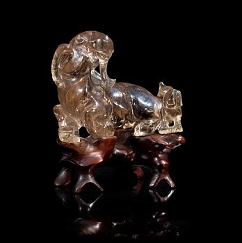 A rock chrystal figure of Aries, China early 20th Century.