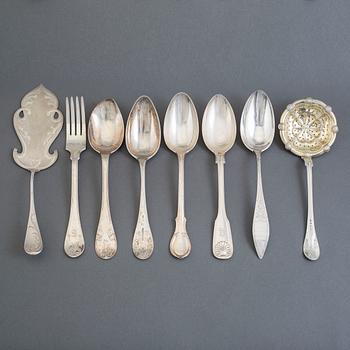 BESTICK, silver, 23 delar, olika modeller och tillverkare, 18/1900-tal.