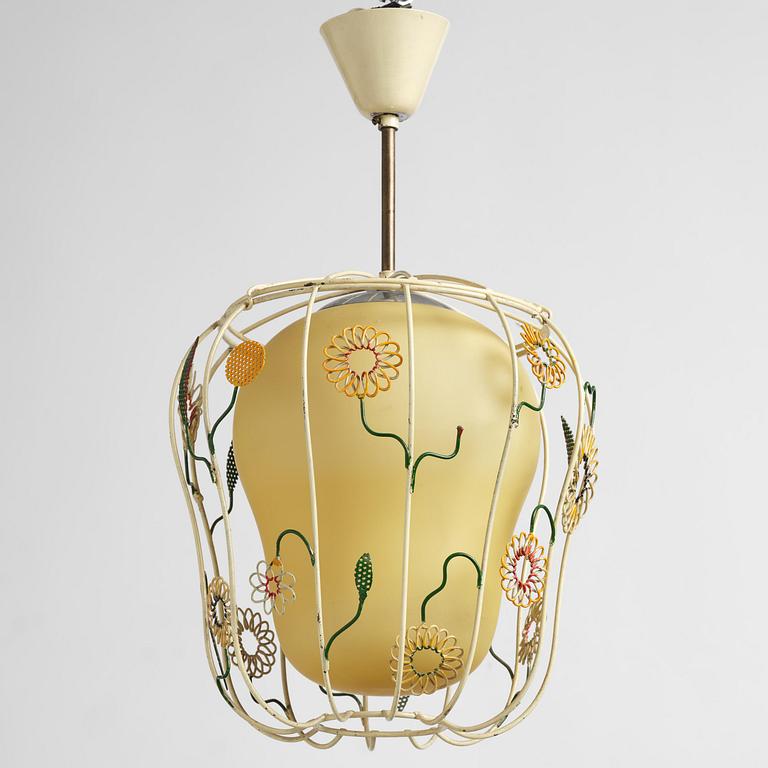 Ulla & Gunnar Eklöf, attributed to, a pair of Swedish Modern ceiling lamps, Corona Belysningskultur, Stockholm, 1940s.