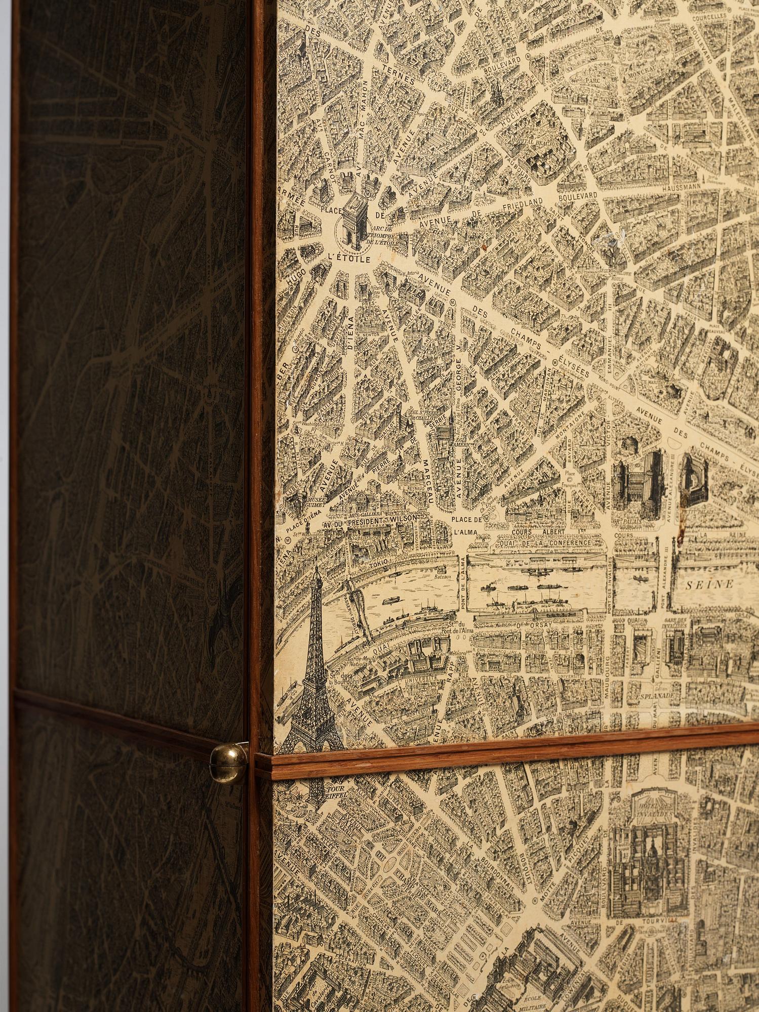 Josef Frank, a cabinet covered with Georges Peltier's 'Plan de Paris à vol d'oiseau', Svenskt Tenn, Stockholm, probably ca 1937-43.