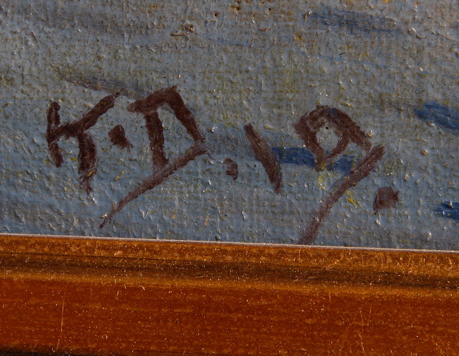 OKÄND KONSTNÄR, olja på duk, 1800-tal. Bär sign.