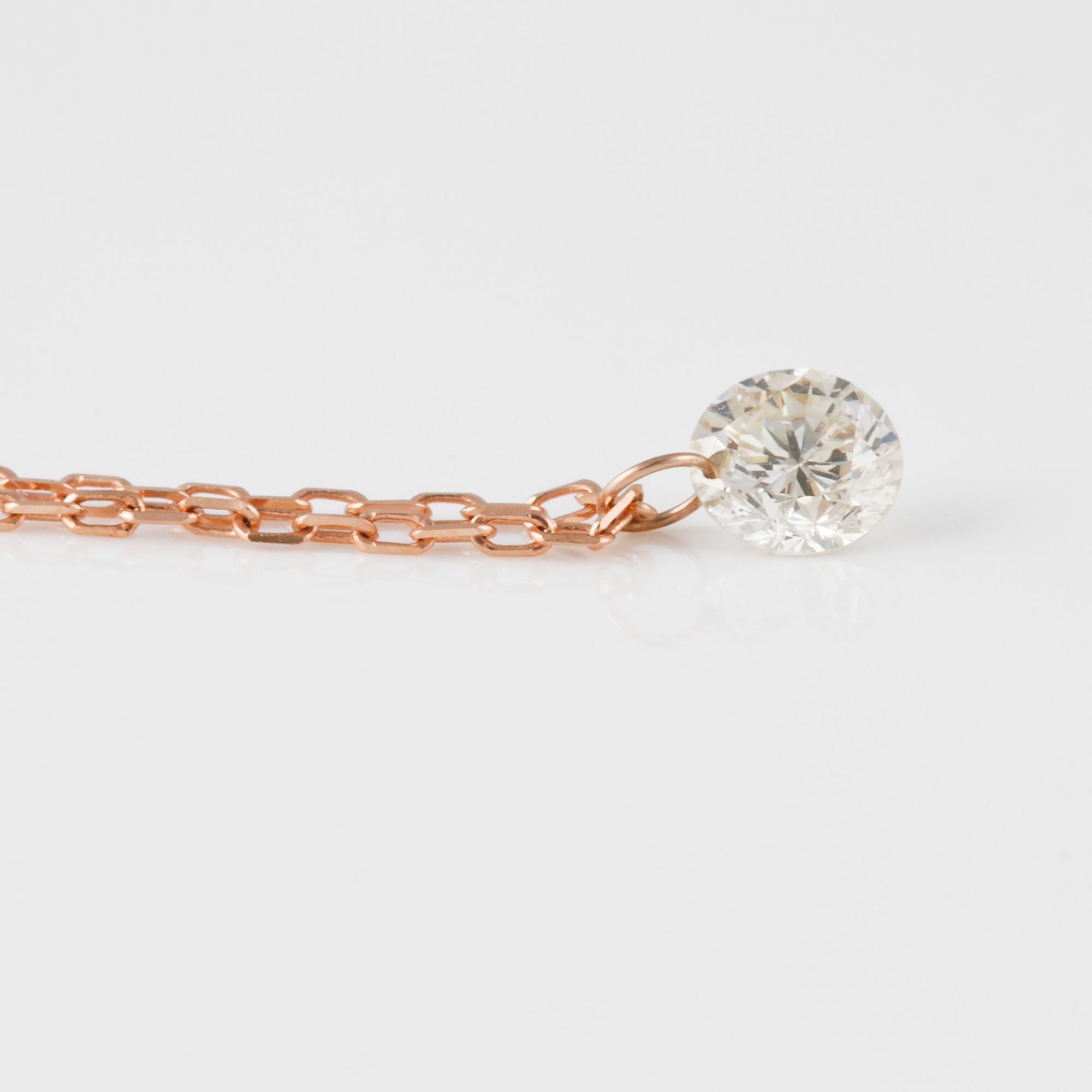 HÄNGE, 18K roséguld med briljantslipad diamant 0.20 ct. Vikt 1,1 gram.