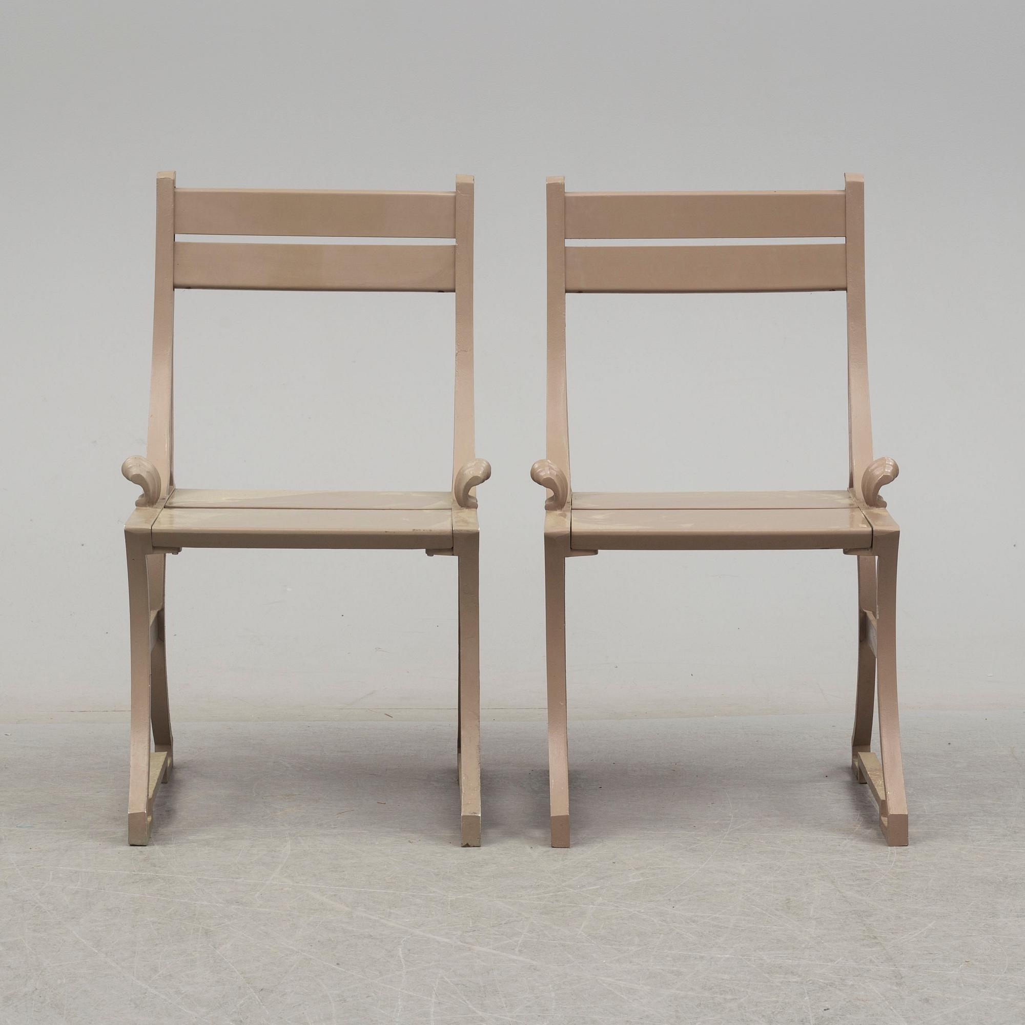 A pair of late 20th century garden chairs, "Sneckan", Folke Bensow, Byarums Bruk.