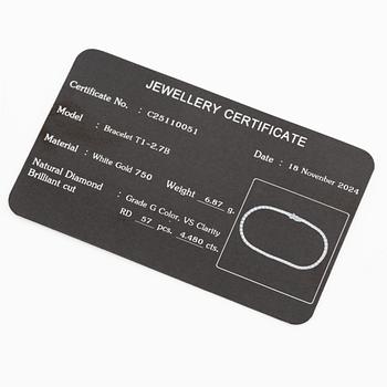 Tennis bracelet 18K white gold with brilliant-cut diamonds.