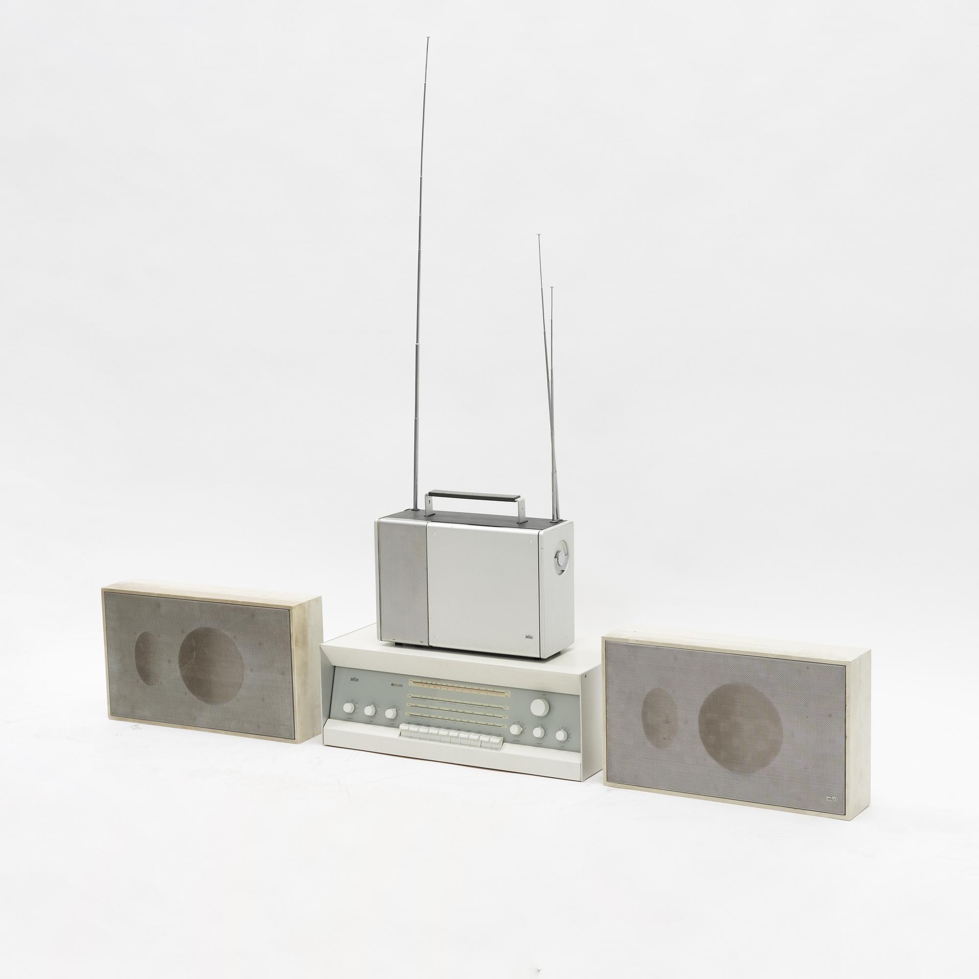 Dieter Rams, stereo receiver, model 'RCS 9-S' and speakers model 'L450/2', Braun, Germany, designed in 1961.