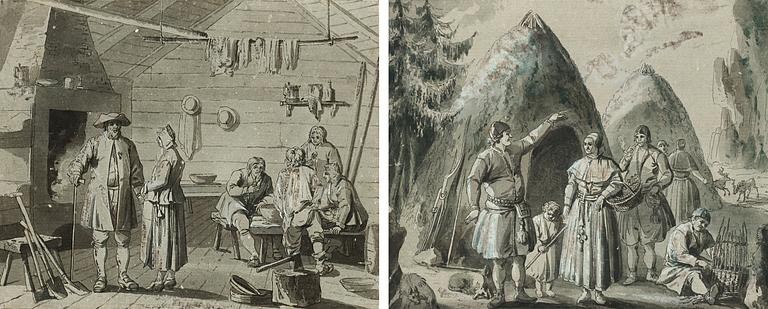 Pehr Hilleström, Sami Family outside there home and an interior from Mora.