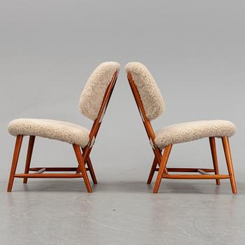 A 1950's pair of 'TeVe' easy chairs by Alf Svensson.