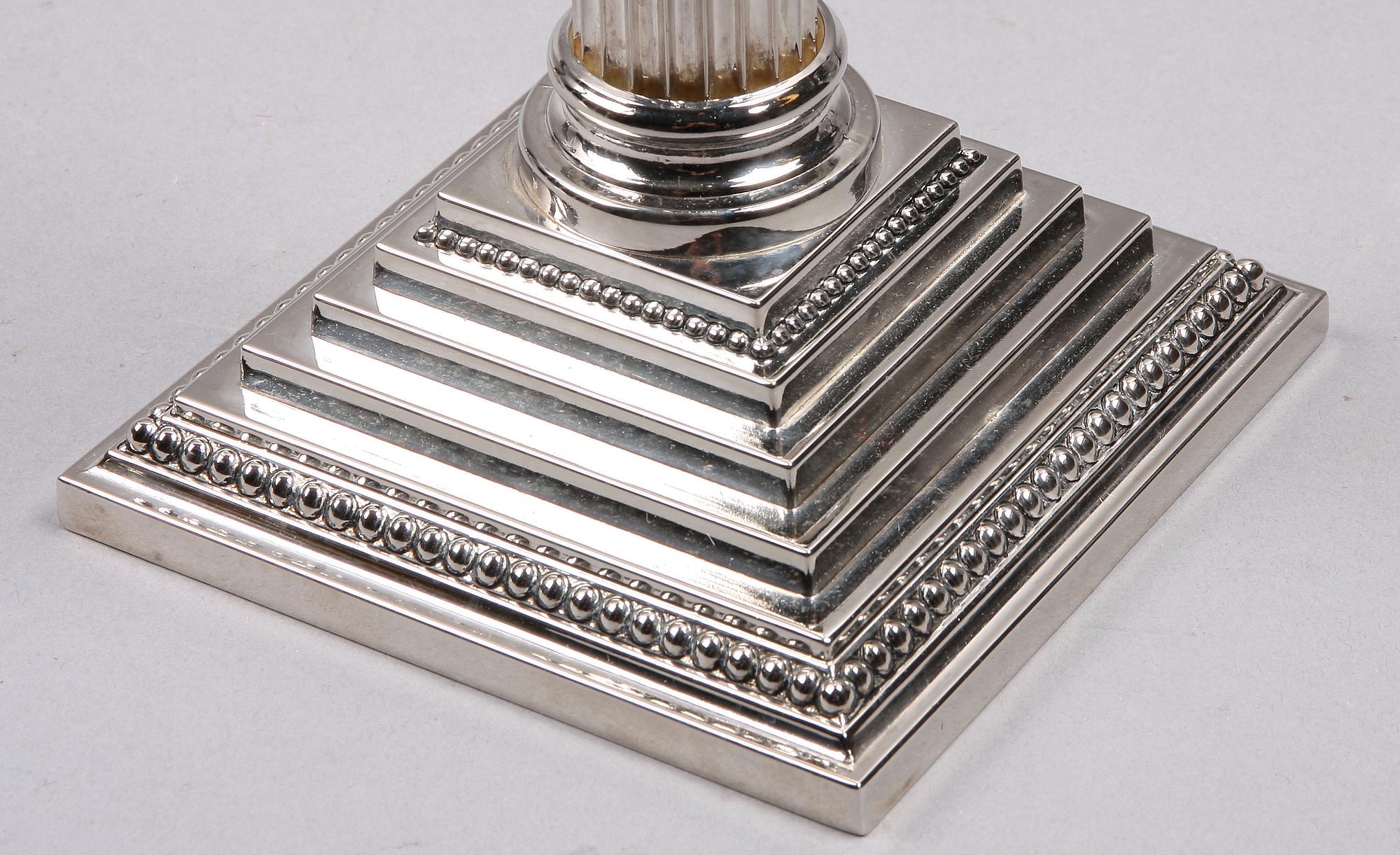 KOLONNLJUSSTAKAR, 6 st, nysilver. Empirestil.