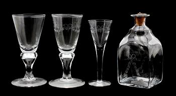 SERVISGLAS, 13 del, glas, "Antik", Reijmyre.