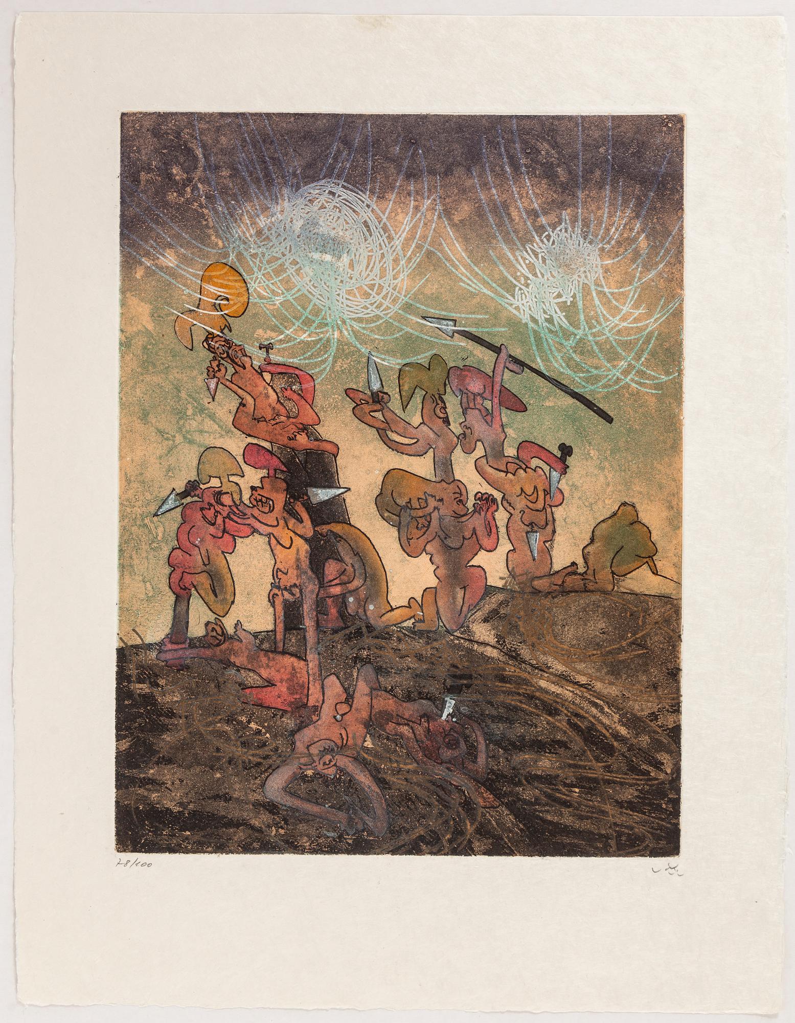 ROBERTO MATTA, 10 pieces of aquatint etchings named "Home' Mére", signed and numbered 78/100.