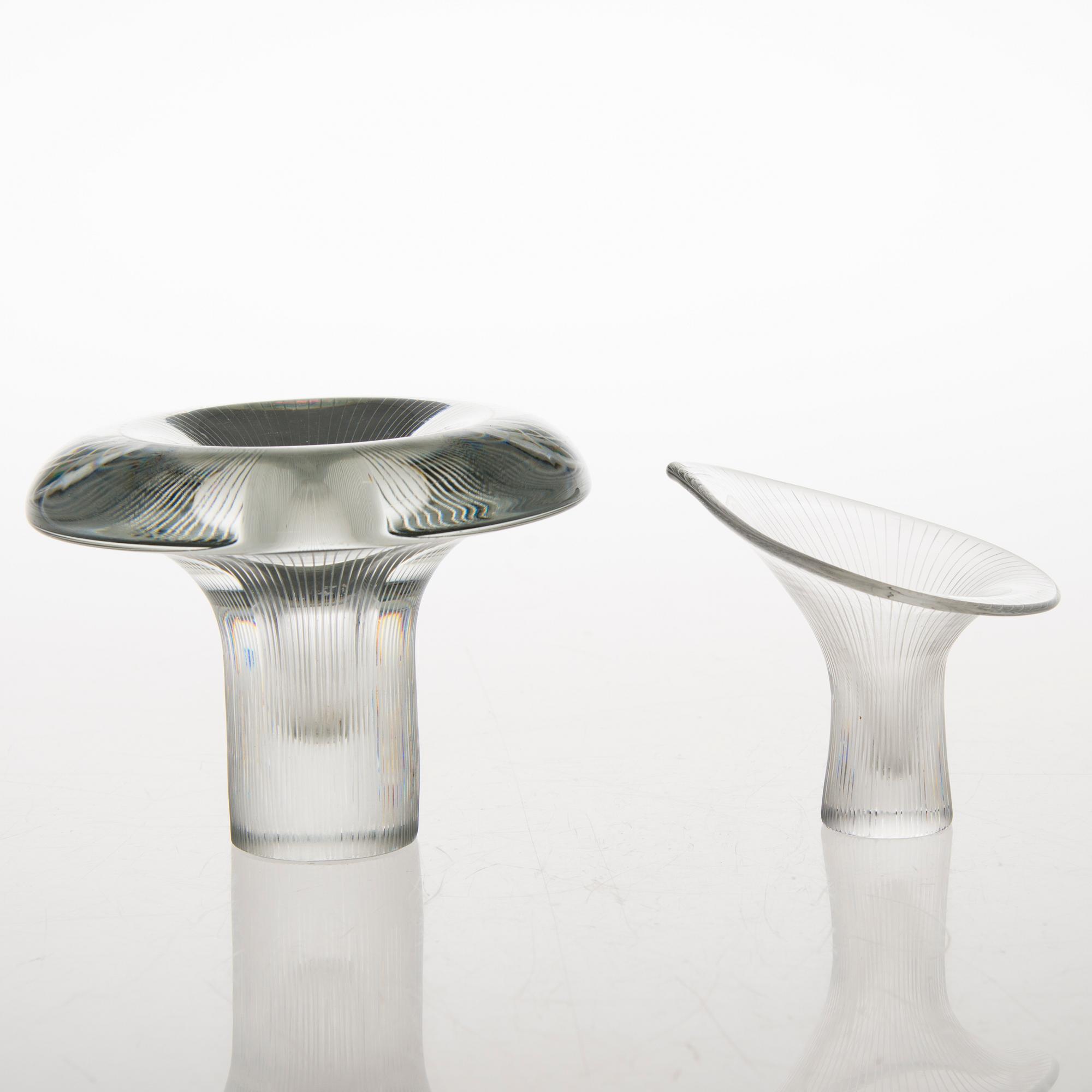 TAPIO WIRKKALA, "Kantarelli" och "Tatti", glas, signerade Tapio Wirkkala Iittala -55.