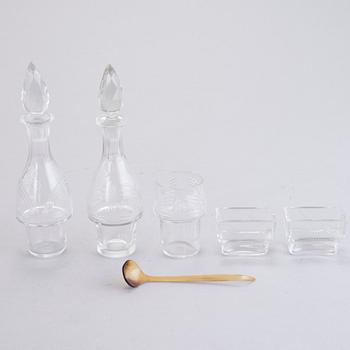 BORDSSURTOUT, Jugend, försilvrad metall och glas, WMF, Tyskland tidigt 1900-tal.