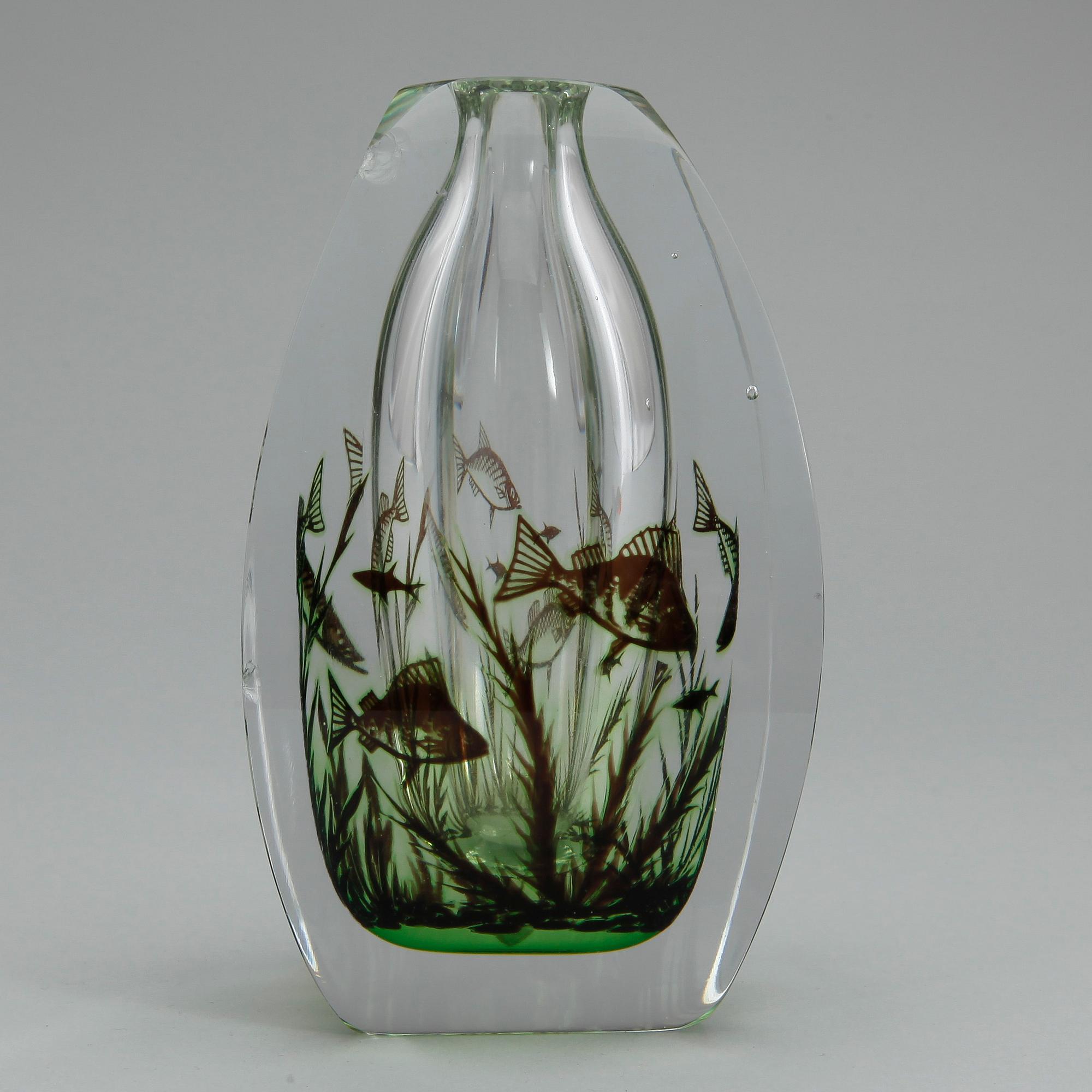 VAS, glas, "fiskgraal" Edward Hald, Orrefors.