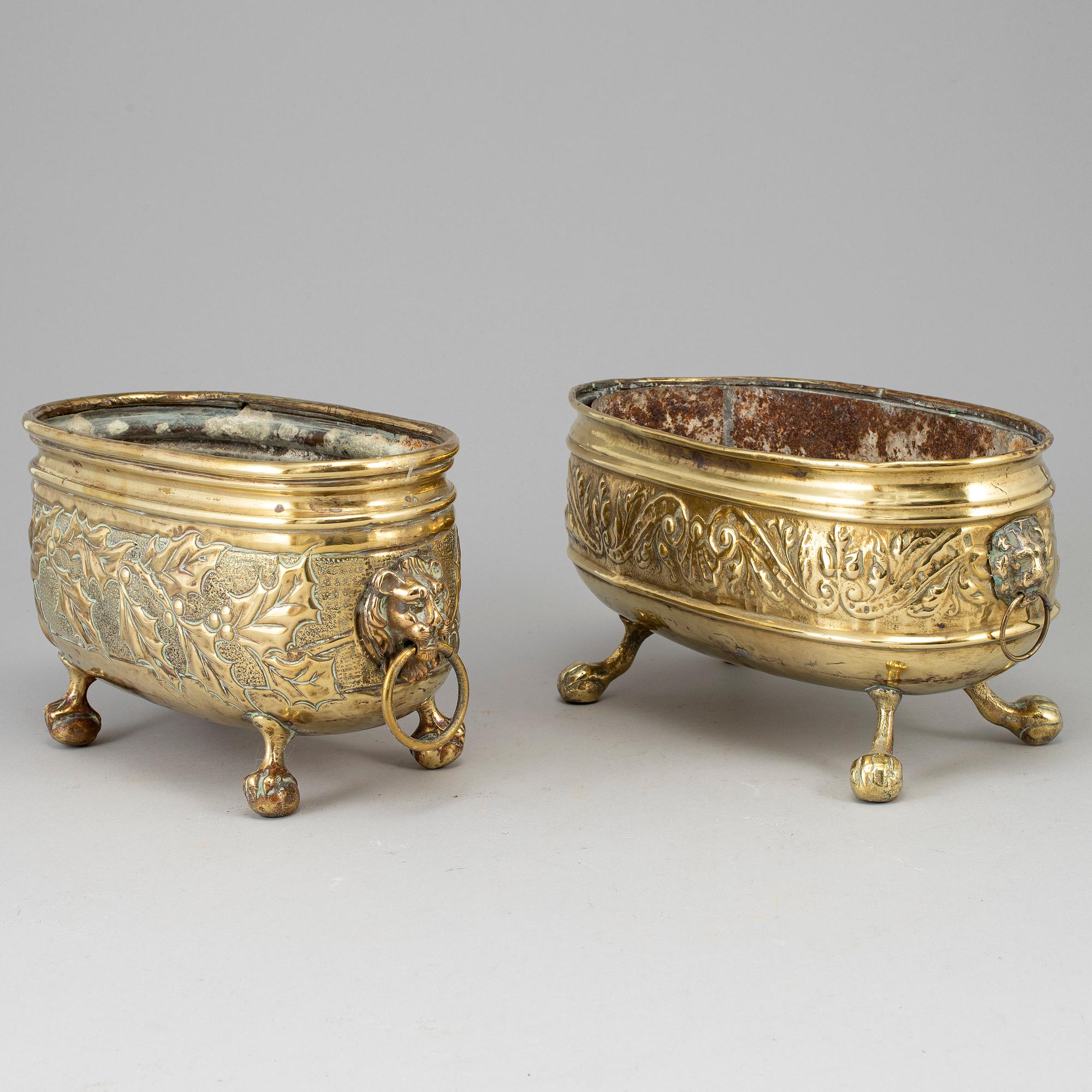 Two 19th century brass jardinieres.