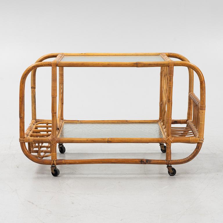 A bamboo serving trolley, mid 20th century.