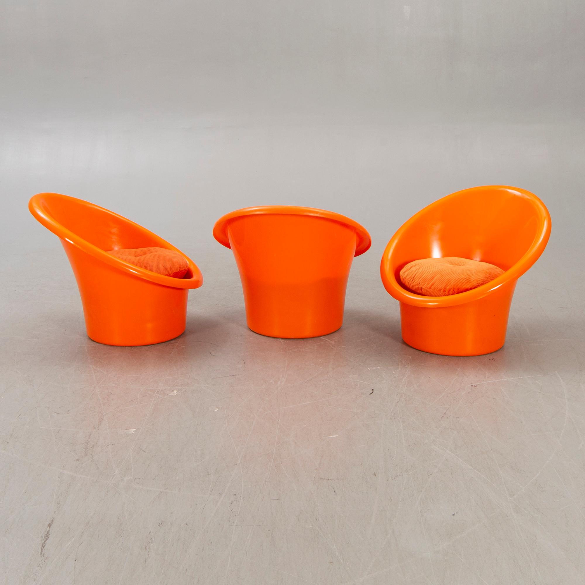 Olle Gjerlöv-Knudsen och Torben Lind, a set of three plastic easy chairs "Skopa" for IKEA 1974.