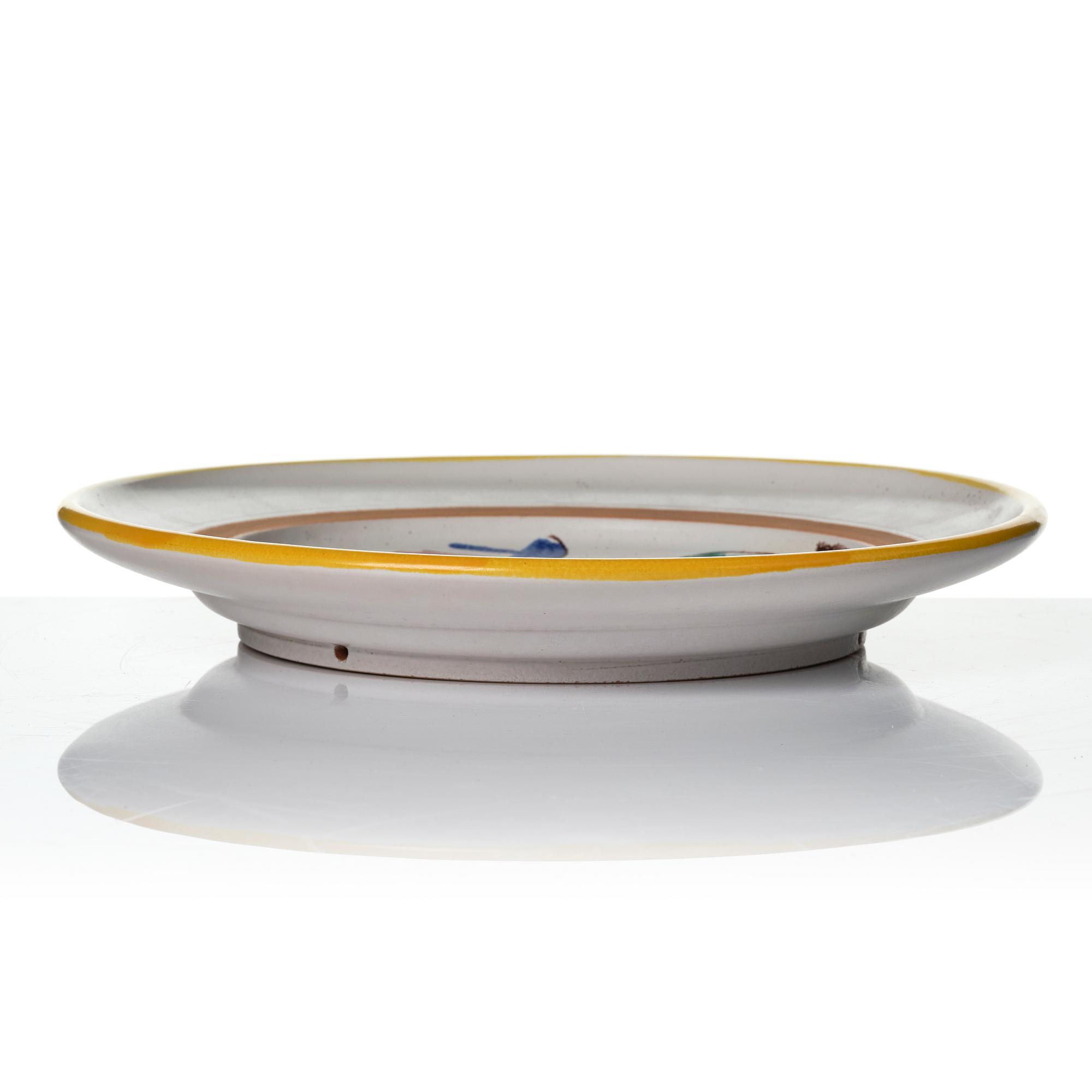 Wilhelm Kåge, two faience dishes, Gustavsbergs studio, Sweden, 1940's.