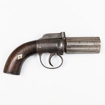 A Six-Shot Percussion Pepperbox Revolver, first half of 19th Century.