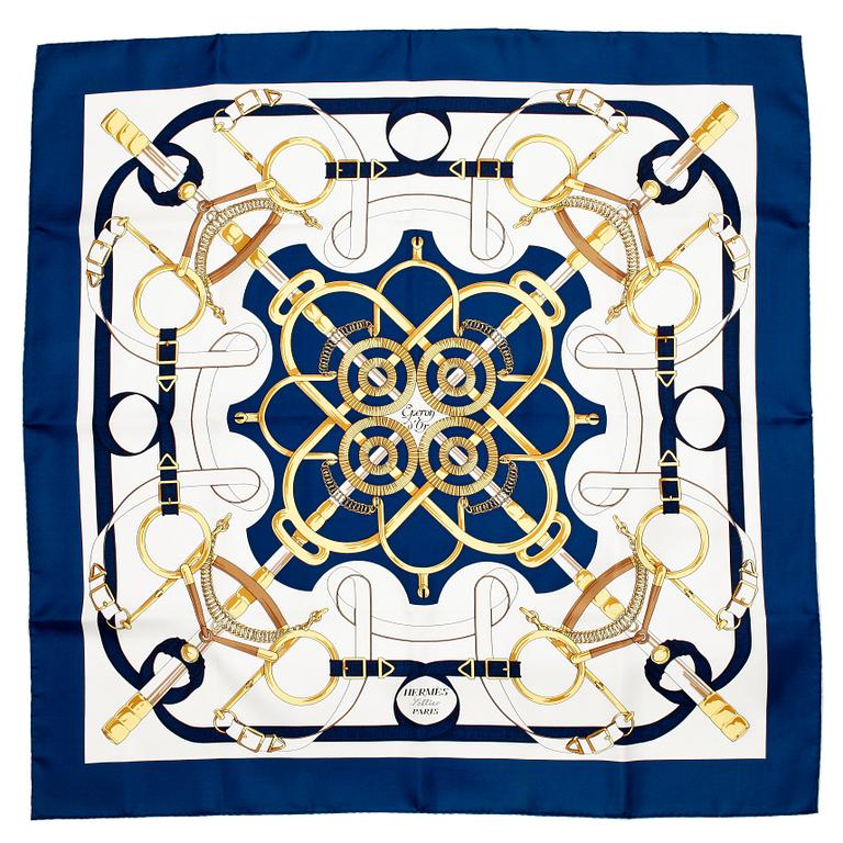 HERMÈS, a silk scarf, "Eperon D'or".