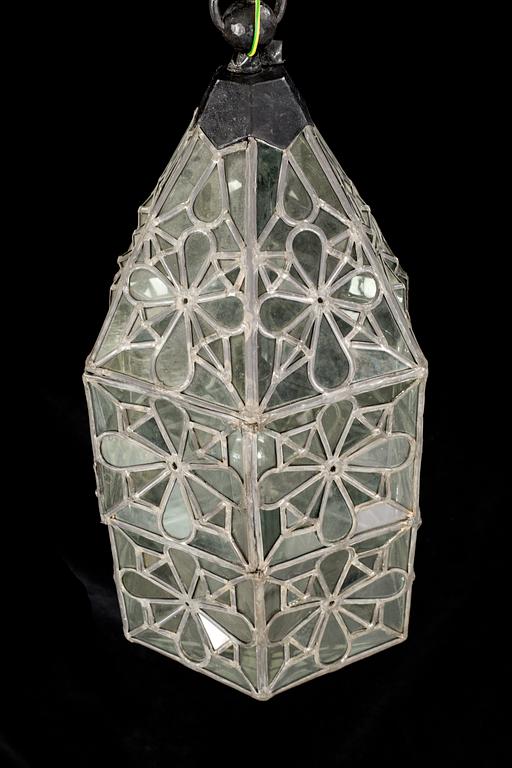 A lantern with leaded glass, around the turn of the century 1900.