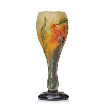 29. Daum, an Art Nouveau enamel painted cameo glass vase, Nancy, France.