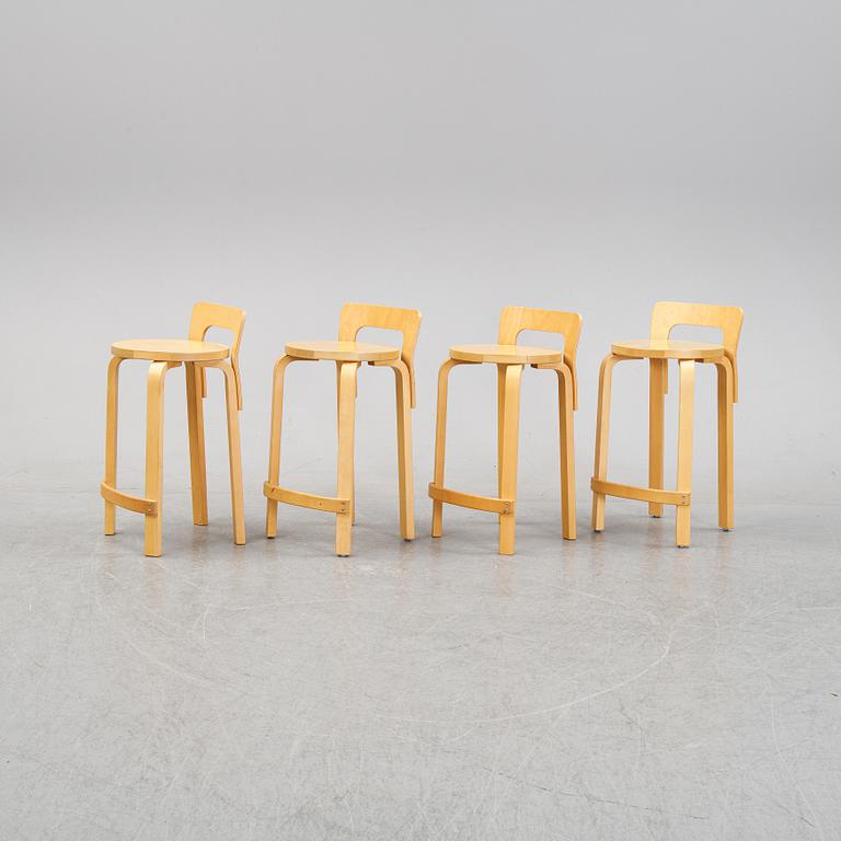A pair of 'K65' bar stools designed by Alvar Aalto, second half of the 20th century.