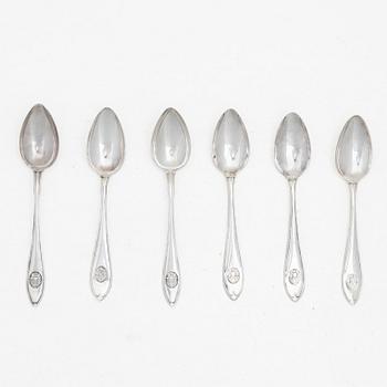 Six spoons, 'Skytte' model, MGAB and C.G. Hallberg Uppsala and Stockholm 1958.