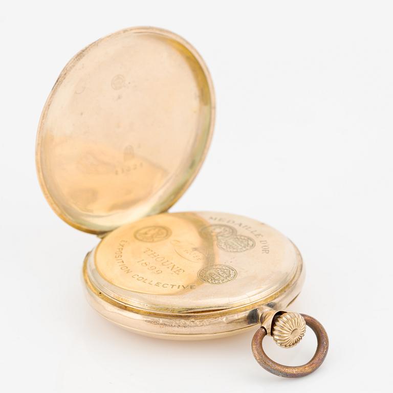 Pocket watch, 14K gold, hunter-case, 49.8 mm.