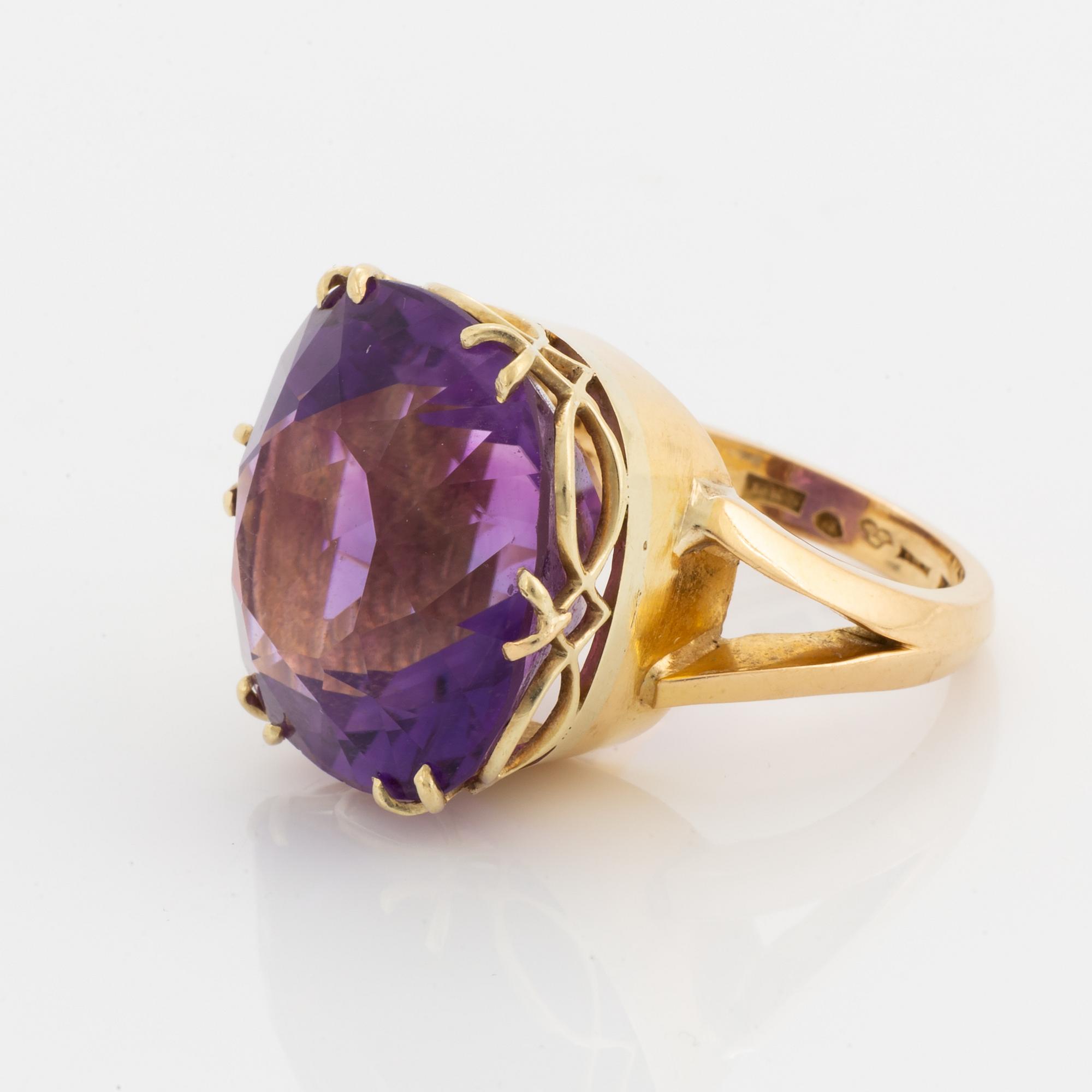Cushion shaped amethyst cocktail ring, Gerdt Hartvig Sandqvist.