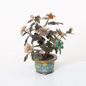 A Chinese stone and cloisonné decoration, 20th century.