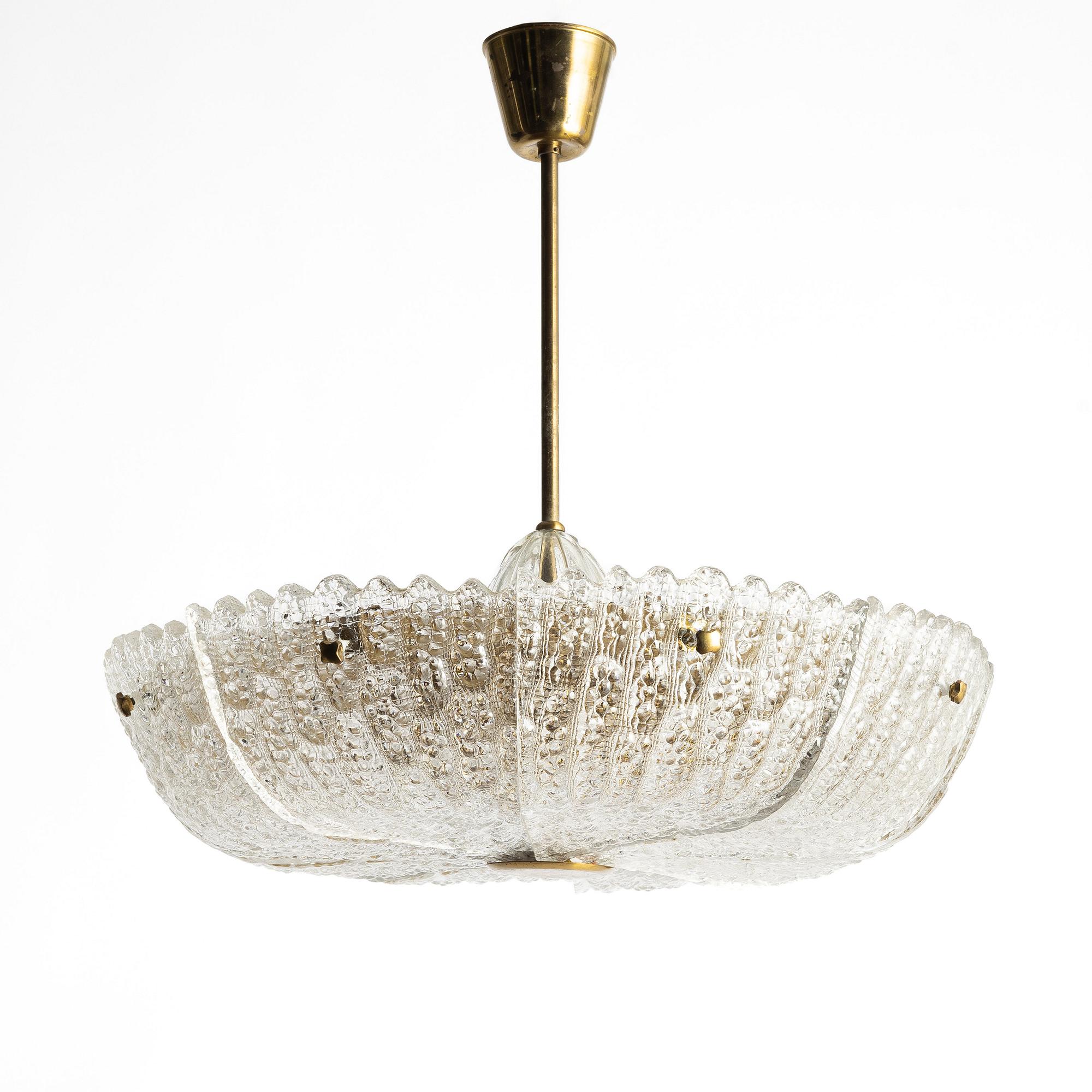 Carl Fagerlund, A Swedish Orrefors glass chandalier, mid 20th century.