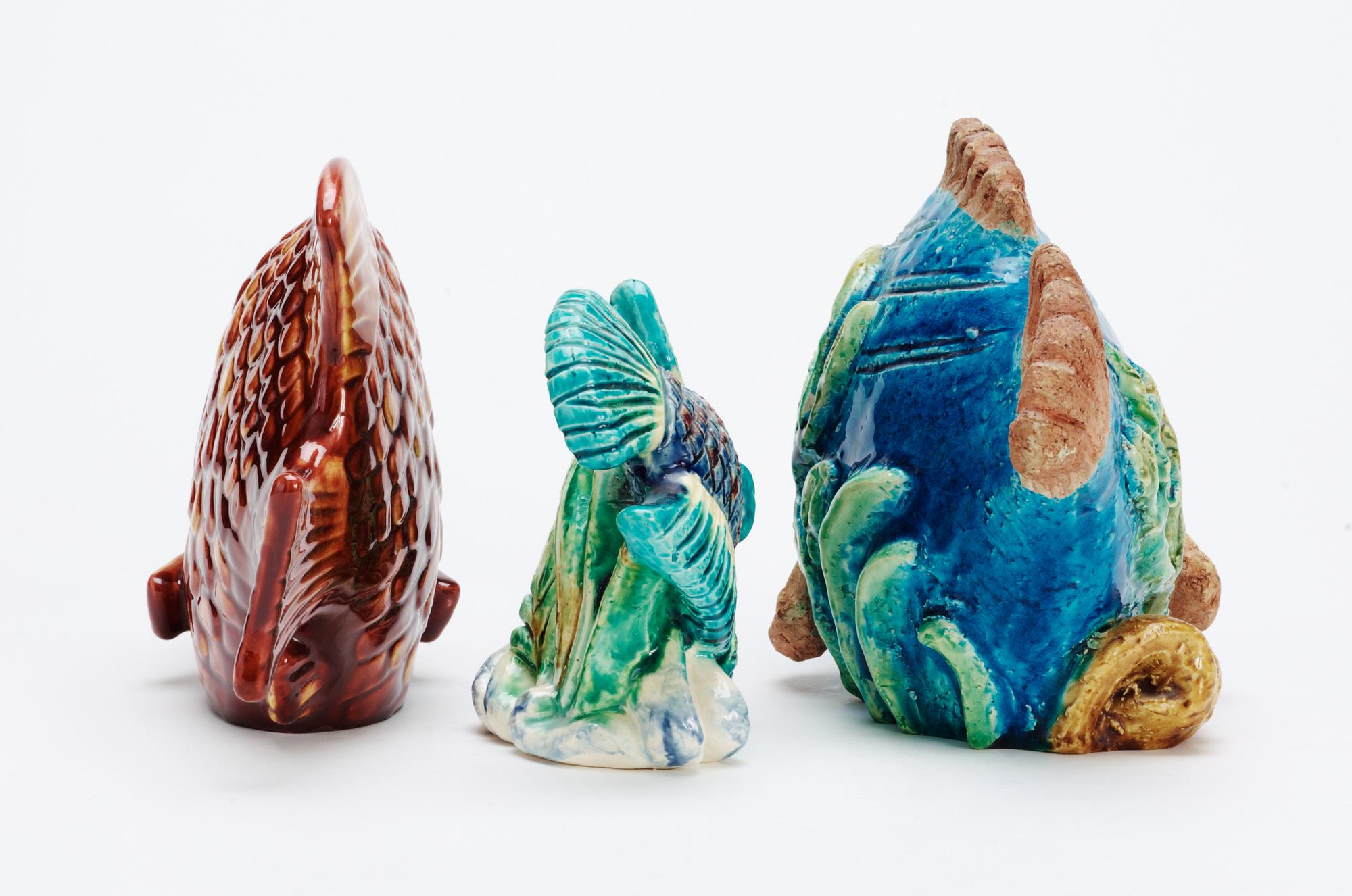 Three Gunnar Nylund stoneware figures of fishes, Rörstrand.
