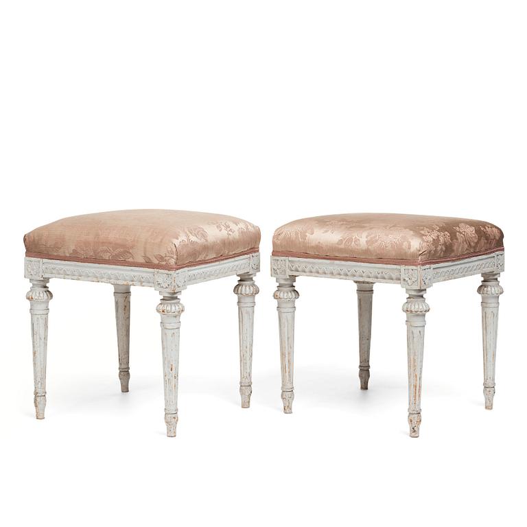 A pair of Gustavian stools by Erik Öhrmark (master in Stockholm 1777-1813).