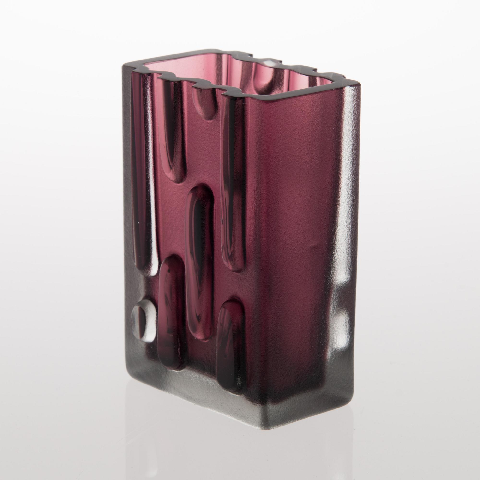 A 1960s glass vase, signed.