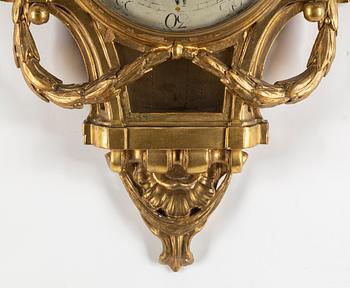 A Gustavian wall clock, dial signed Petter Lundmark, Stockholm. Late 18th century.
