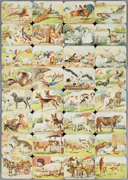 BOKMÄRKEN samt KLIPPDOCKOR, ca 60 ark resp ca 40 ark, papp, blandade nationaliteter, 1930-40-tal.