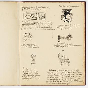 Carl Larsson, CARL LARSSON, illustrated travel story, "Från Stockholm till Messina" (From Stockholm to Messina), 1886.