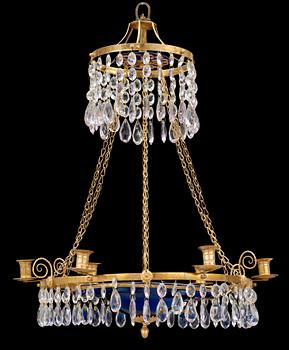 A late Gustavian circa 1800 six-light chandelier.