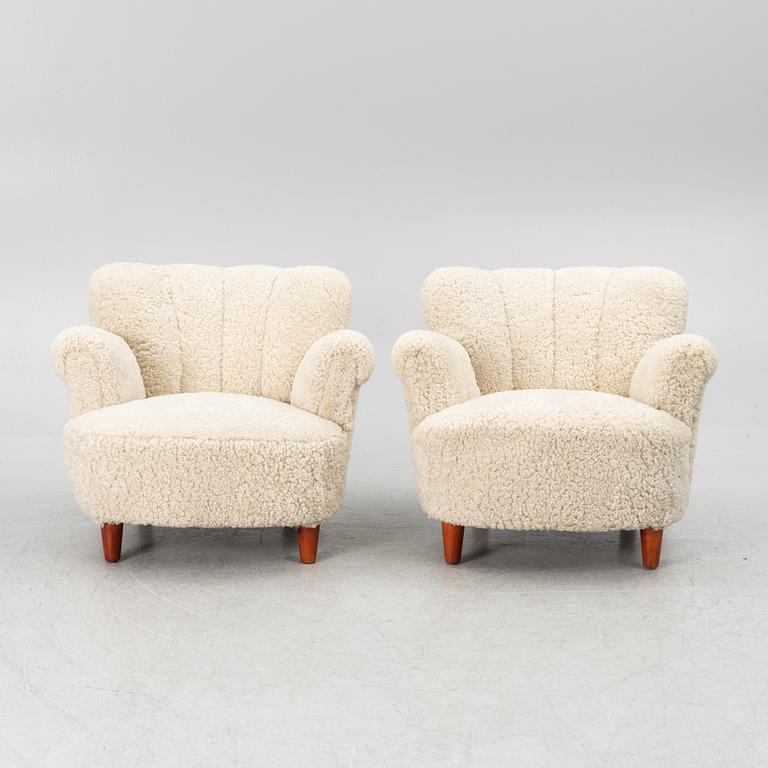 Armchairs, a pair, Swedish Modern, 1940s.