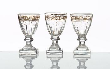 VINGLAS, 12 stycken, snarlika. Ryssland, kejserliga glas manufakturen, 1800-tal.