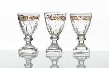 A set of 12 Russian wine glasses, Imperial Glass Manufactory, 19th Century.