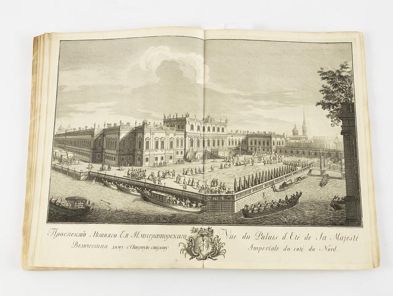 The rare Makhaev wall map of St. Petersburg, with other views and maps, 1753, 1741 and 1739.