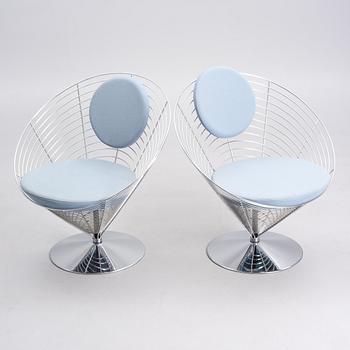VERNER PANTON, FYRA "WIRE CONE CHAIR" STOLAR. Etikettmärkta Fritz Hansen, Danmark 1990. Formgivna 1958.