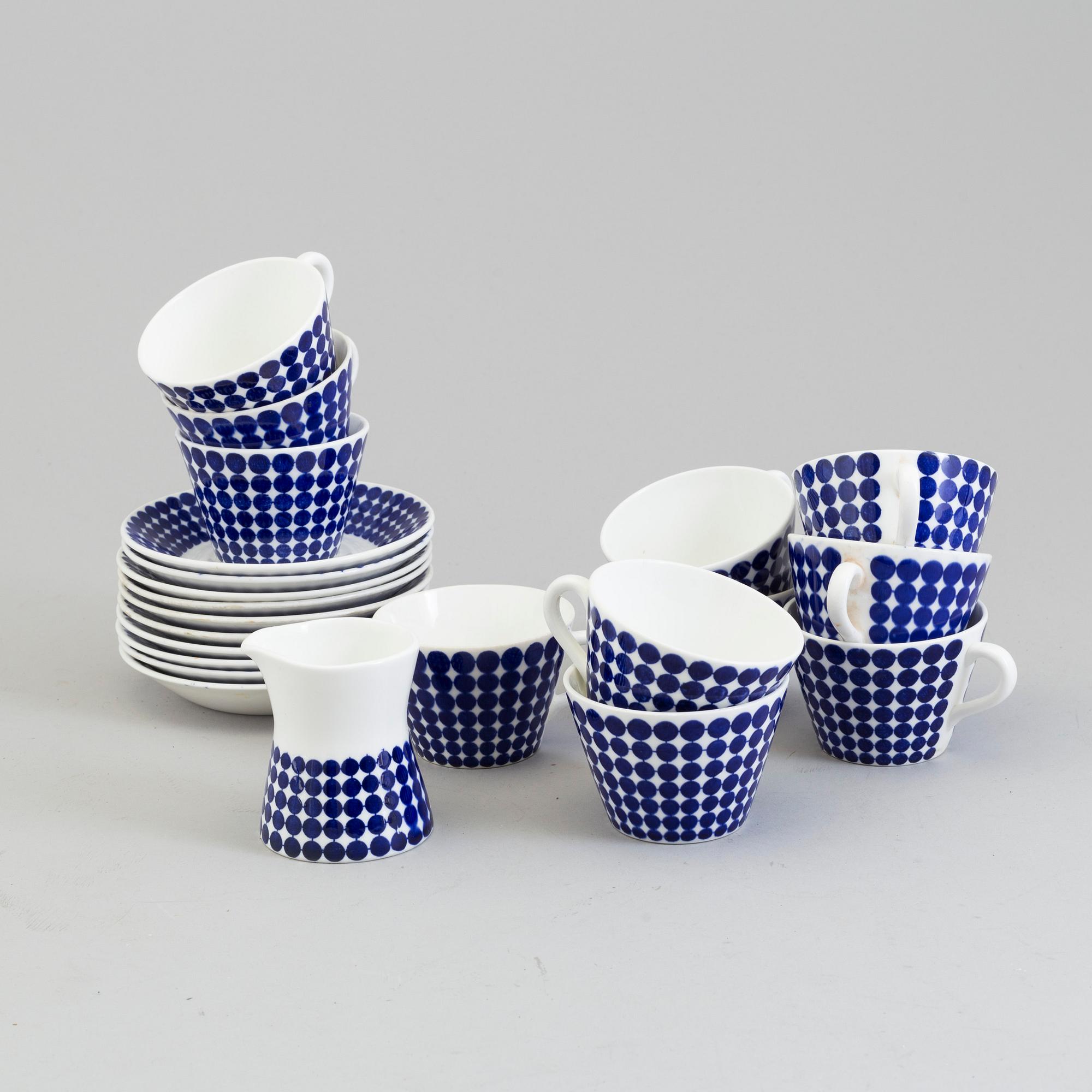 An 11 piece porcelain coffee service by Stig Lindberg, 'Adam', Gustavsberg.