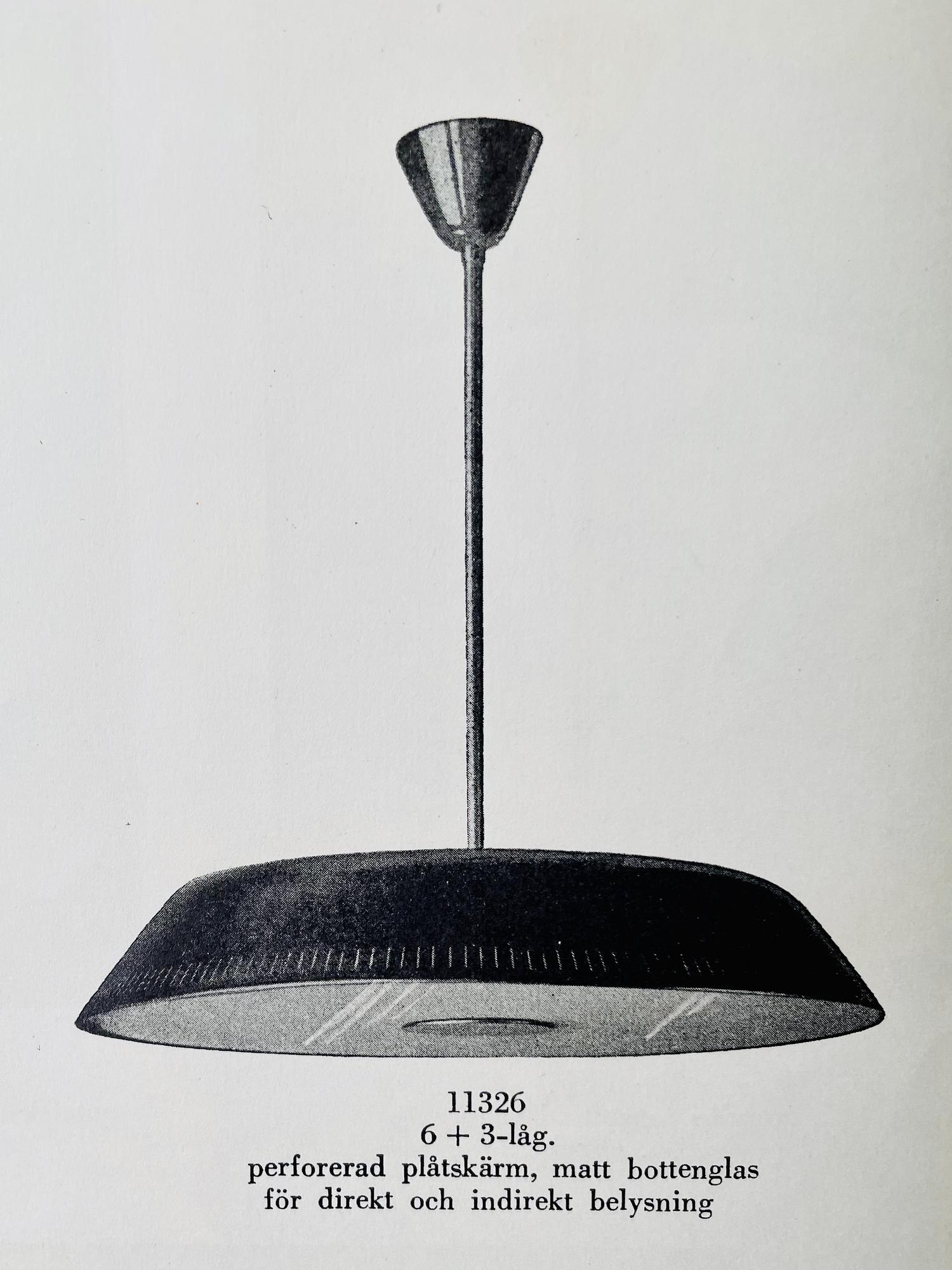 Harald Notini, a ceiling lamp, model '11326', Arvid Böhlmarks Lampfabrik, Sweden, 1940s.